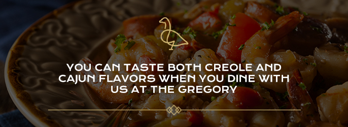 creole and cajun dishes at the gregory